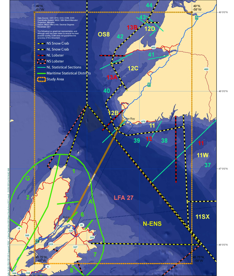 Map of Cabot Straight